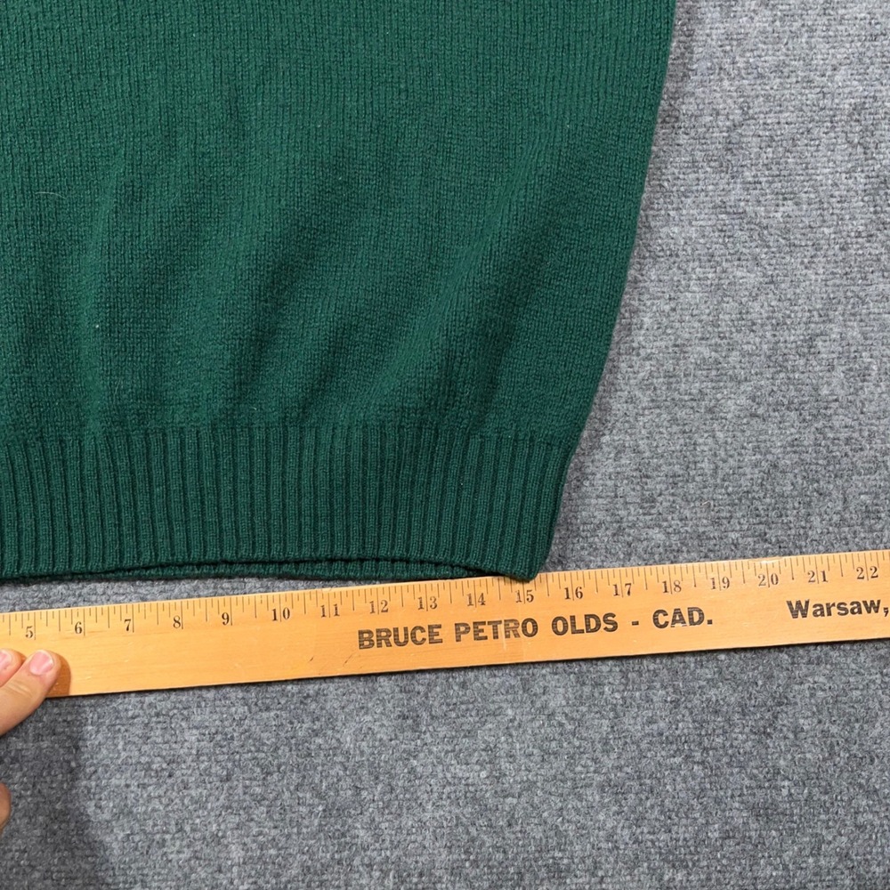 VTG REI Virgin Wool Crewneck Sweater Mens Large Ribbed Knit Forest Green Grandpa - Picture 7 of 8